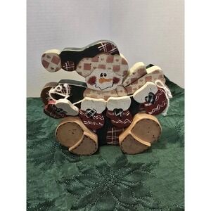 Christmas Vintage Wooden Snowman With Hanging Mittens 9x8x2" /0091